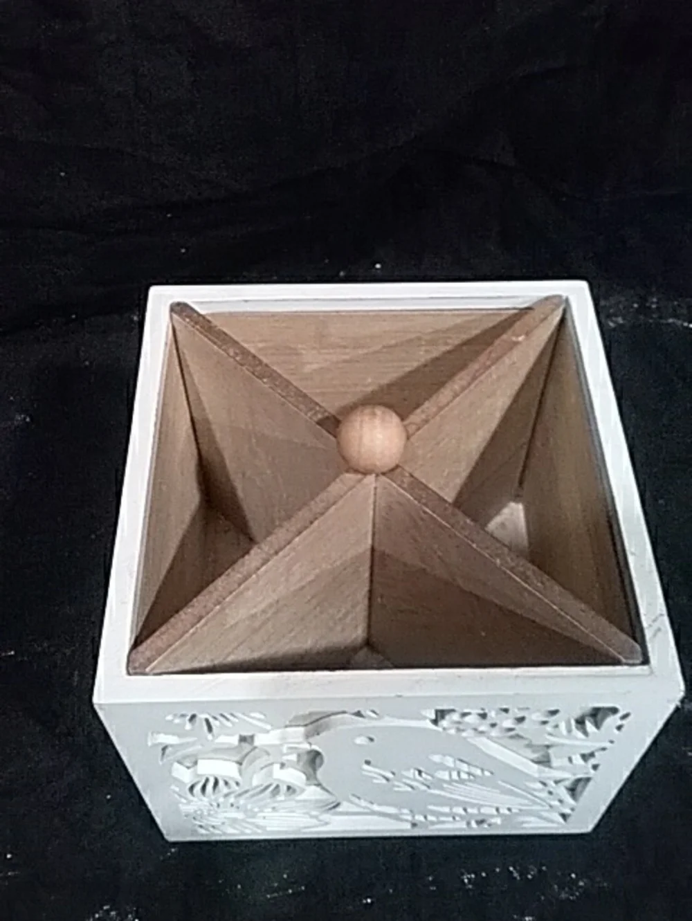 White Decorative Bird Wooden Storage Box - Home Office